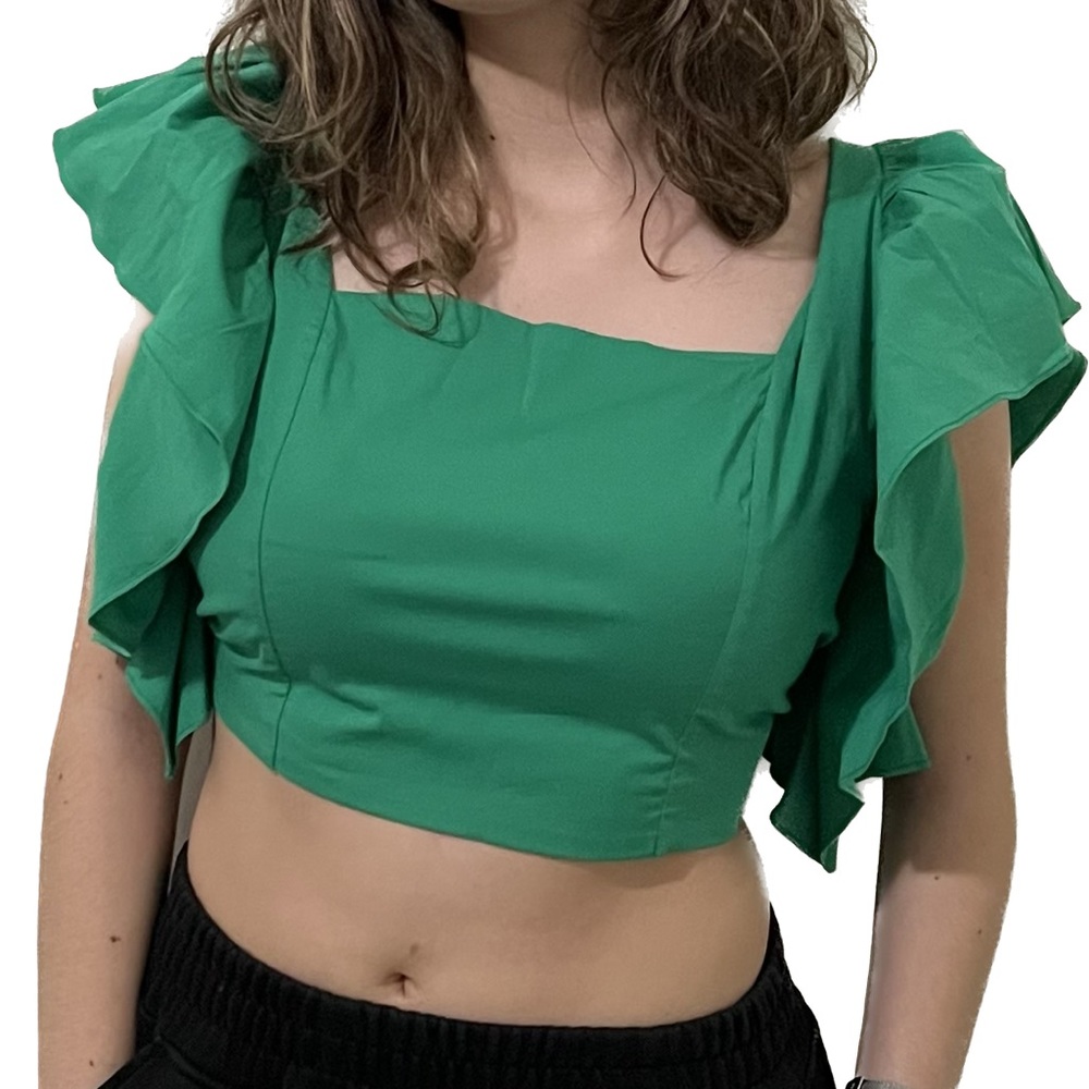 Colombian designer green top to go out to dinner or night club